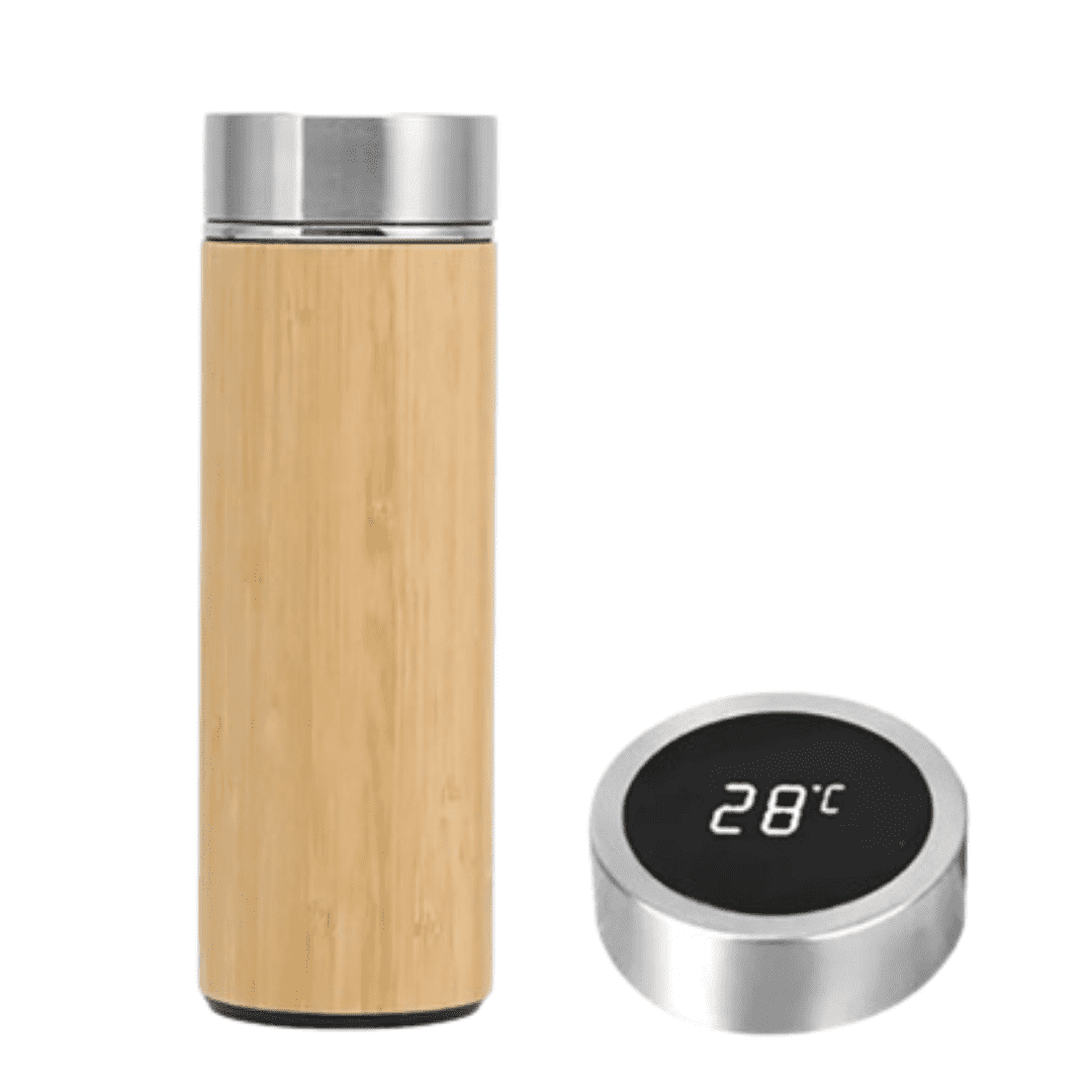 Bamboo Thermos Bottle With Temperature Display 500 ml - KKTB02